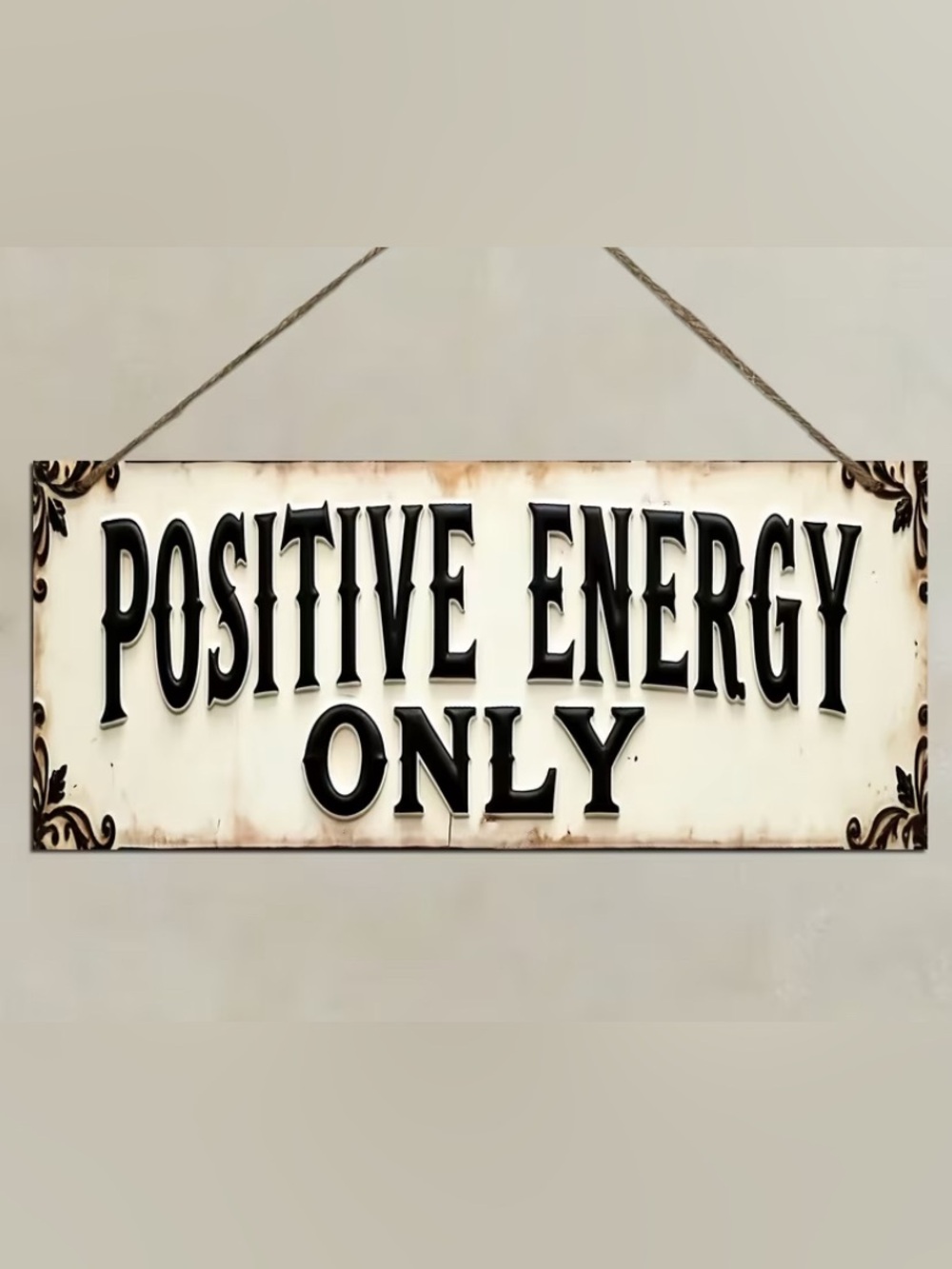 WOOD Home Decor Positive Energy Only Cream & Black
